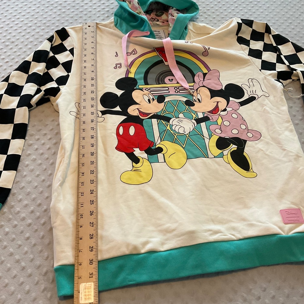 Disney Loungefly Mickey Minnie Mouse Retro Jukebox Graphic Hoodie Women's XL‎ - Picture 5 of 9